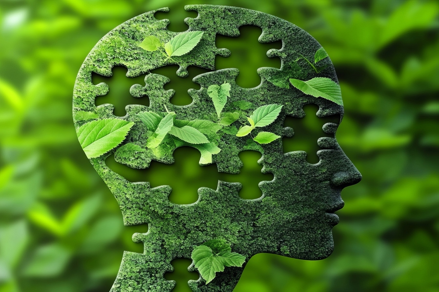 green-puzzle-head-leafy-backgrou